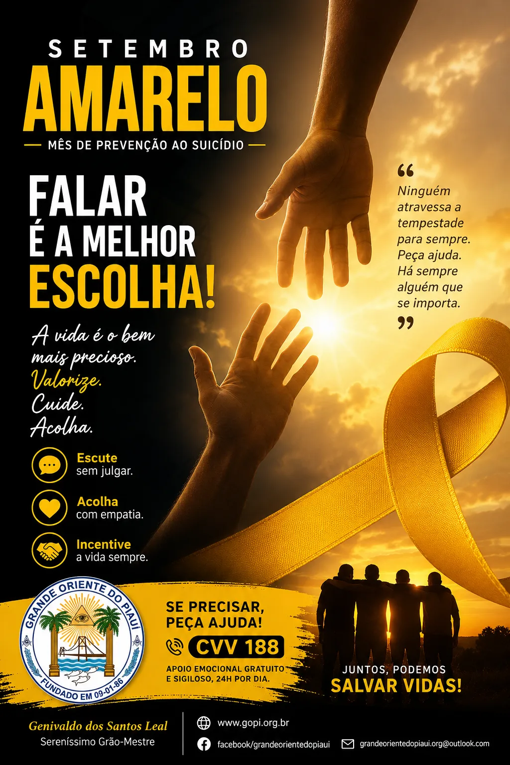 Setembro Amarelo: Grande Oriente do Piauí reforça a importância da valorização da vida